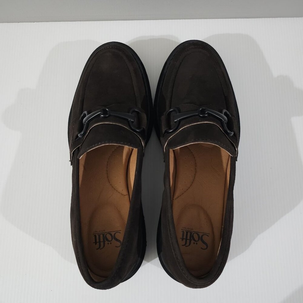 Sofft Satara Chunky Horsebit Loafer Lug Sole Chocolate Brown Suede Size 9.5 - Picture 8 of 12
